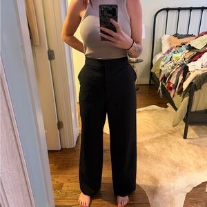 Classic High-Waist Wide Leg Pants - Black size xl